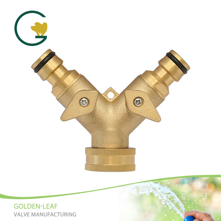 شیرآلات برنجی سنگین از فلز 2 Metal Y Way Y Valve Garden شلنگ اتصال سریع شیر برشی